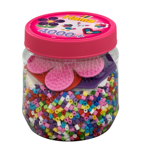 Hama 4,000 Beads & Pegboards in a Pink Tub