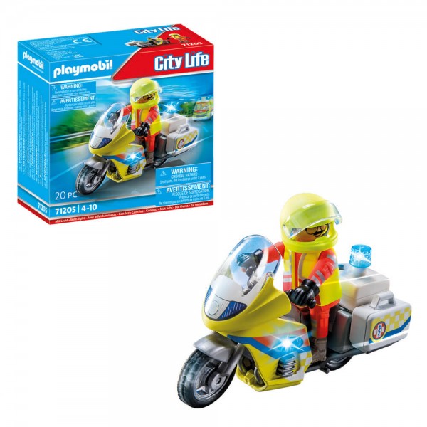 Playmobil 71205 City Life Emergency Motorcycle with Flashing Lights