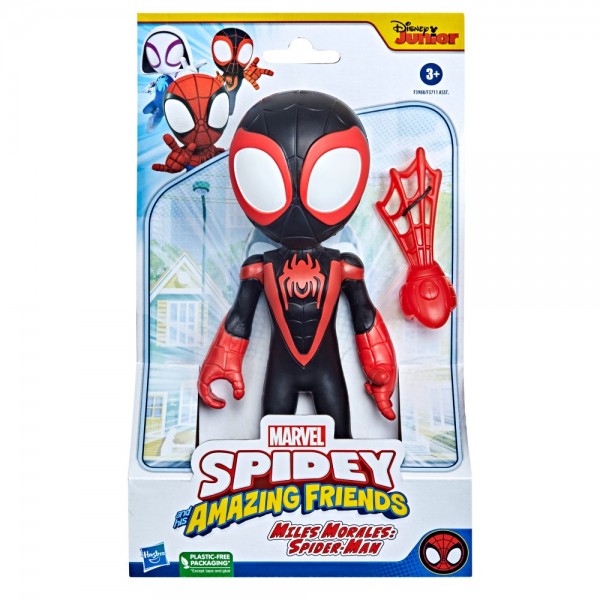 Marvel Spidey and His Amazing Friends Supersized Miles Morales: Spider-Man 22.5-cm Action Figure, Pre-school Super Hero Toy