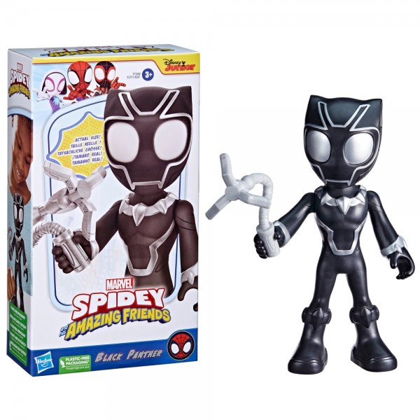 Marvel Spidey and His Amazing Friends Supersized Black Panther 22.5-cm Action Figure, Preschool Toys, Super Hero Toys