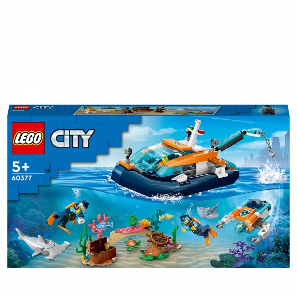 LEGO 60377 City Explorer Diving Boat Toy with Mini-Submarine