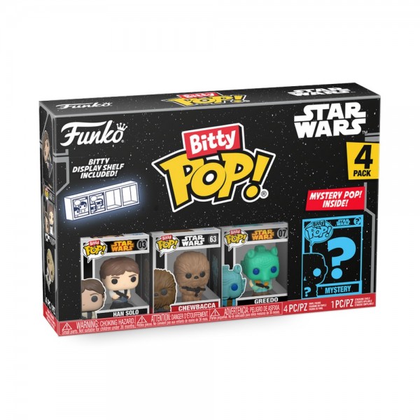 Funko Bitty POP! Star Wars Han Solo 4 Figure Pack Includes Han Solo, Chewbacca, Greedo and a Mystery Star Wars Bitty Pop! Figure