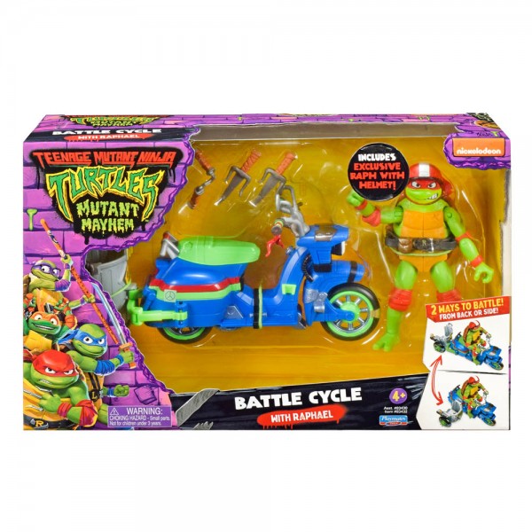 TMNT Teenage Mutant Ninja Turtles Mutant Mayhem Battle Cycle Vehicle with Raphael Action Figure