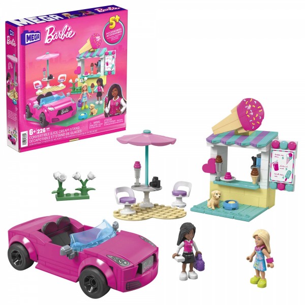 Mega Bloks Barbie Convertible and Ice Cream Stand Building Set