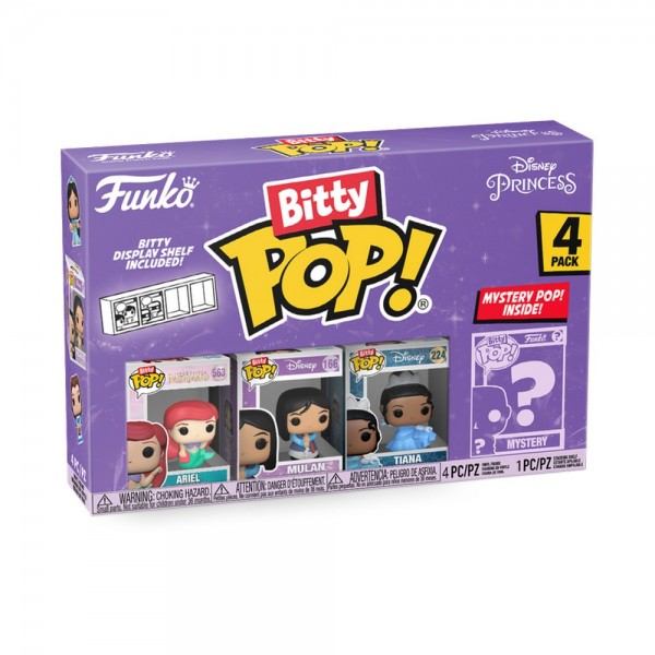 Funko Bitty POP! Disney Princess Ariel 4 Figure Pack Includes Ariel (The Little Mermaid), Mulan, Tiana (The Princess and the Frog) and a Mystery Disney Princess Bitty Pop! Figure