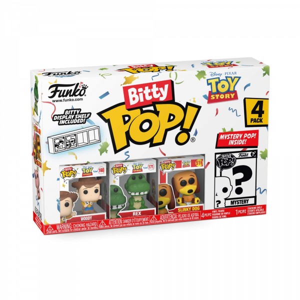 Funko Bitty POP! Toy Story Woody 4 Figure Pack Includes Woody, Rex, Slinky Dog and a Mystery Toy Story Bitty Pop! Figure