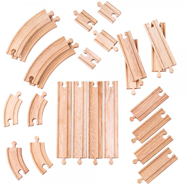 Bigjigs Wooden Straights & Curves Track Pack