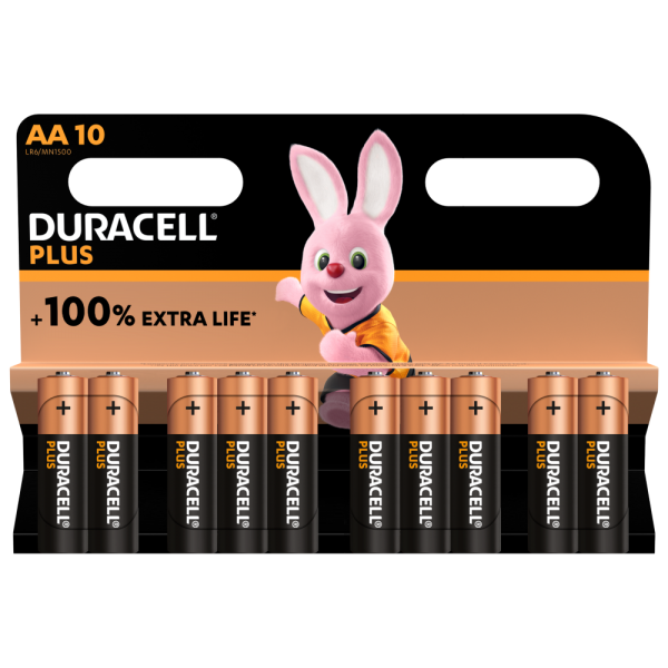 Duracell Plus Alkaline AA Batteries - Pack of 10