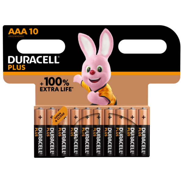 Duracell Plus Alkaline AAA Batteries - Pack of 10