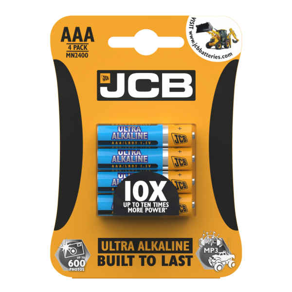 JCB Ultra Alkaline AAA Batteries - Pack of 4