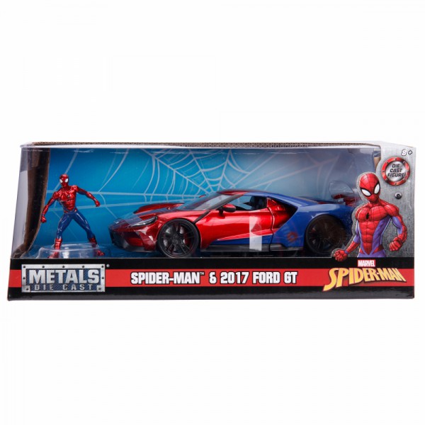 Hollywood Rides Marvel Spiderman 2017 Ford GT 1:24 Scale Vehicle with Figure