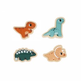 Janod Set of 4 Progressive Dinosaur Puzzles - Set of 2, 3, 4 and 5 Piece Puzzles for Little Hands