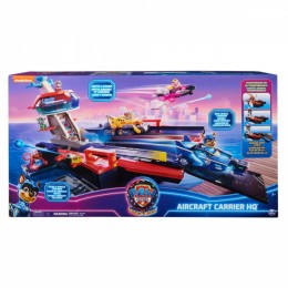 Paw Patrol The Mighty Movie Aircraft Carrier Headquarters with Chase Action Figure and Mighty Pups Cruiser