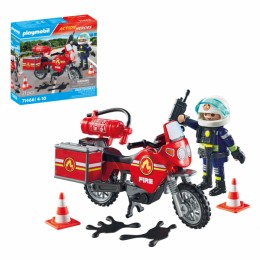 PLAYMOBIL 71466 Action Heroes Motorcycle and Oil Spill Incident Playset