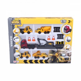 Volvo Mini Work Machines Set including 6 Vehicles and Accessories