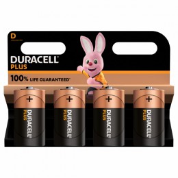 Duracell Plus Alkaline D Batteries - Pack of 4