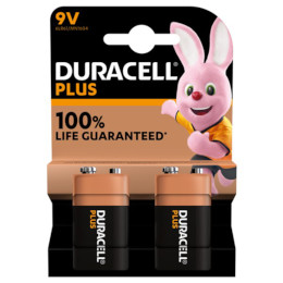 Duracell Plus Alkaline 9V Batteries - Pack of 2
