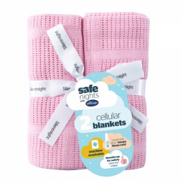 Silentnight Safe Nights Cellular Blanket - Pink - 2 Pack