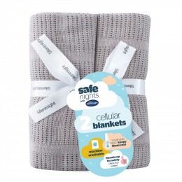 Silentnight Safe Nights Cellular Blanket - Grey - 2 Pack